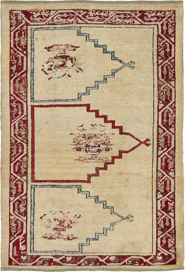 Beige Vintage Kirshehir Traditional Wool Rug - 2'9