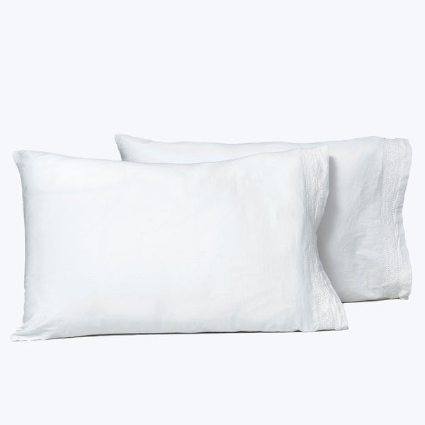 Viola Lace Sheets & Pillowcases, White Pillowcase Pair / Standard