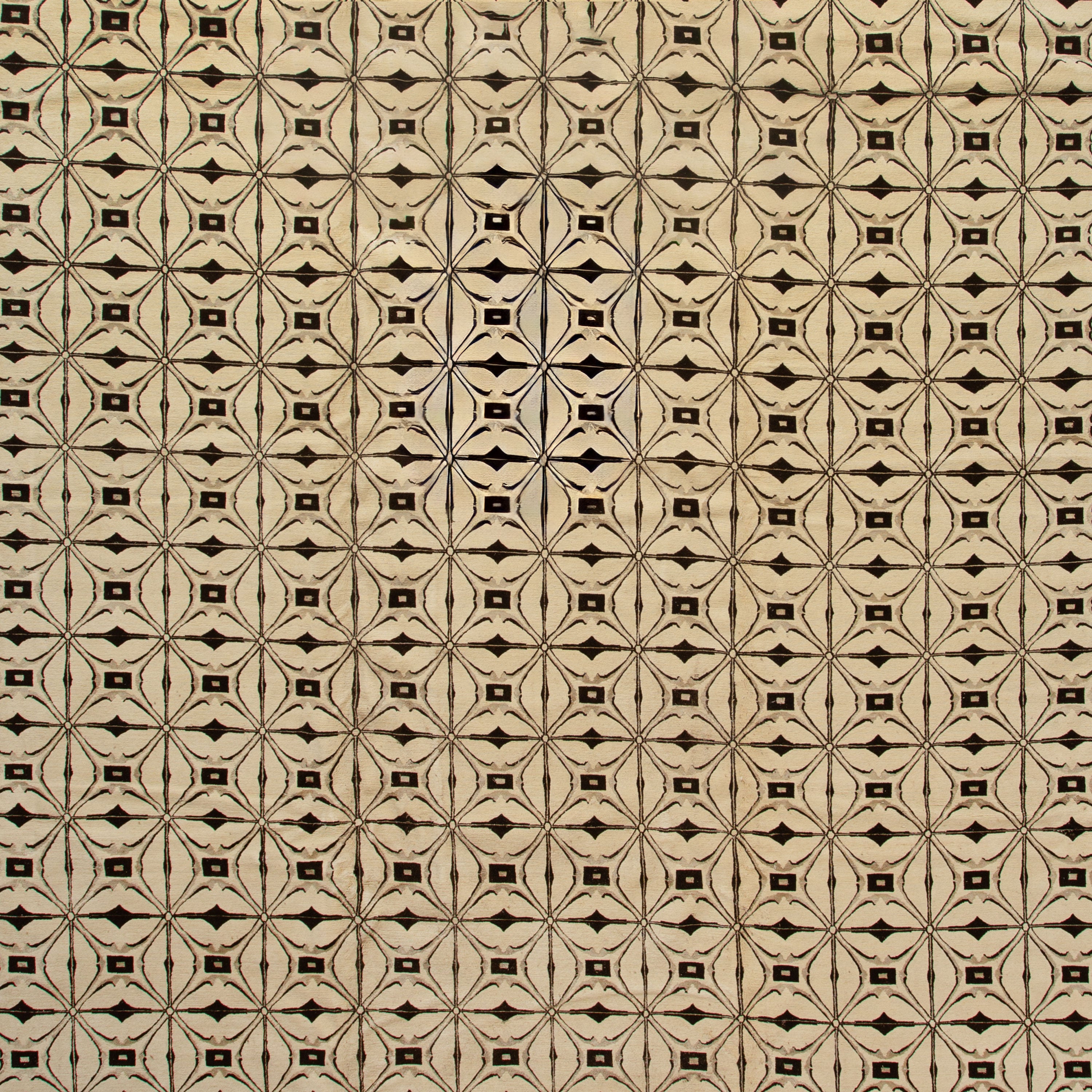 Beige Modern Wool Silk Blend Rug - 12' x 16'