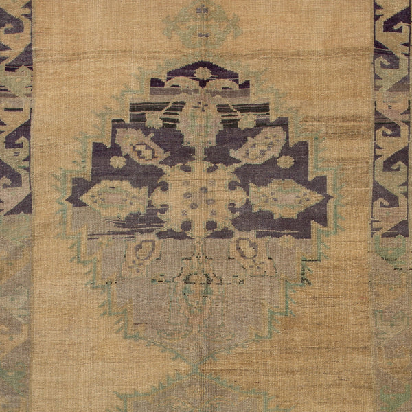 Beige Vintage Traditional Anatolian Wool Rug - 4'7" x 12'3"