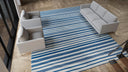 Blue Striped Flatweave Wool Rug - 12' x 15'