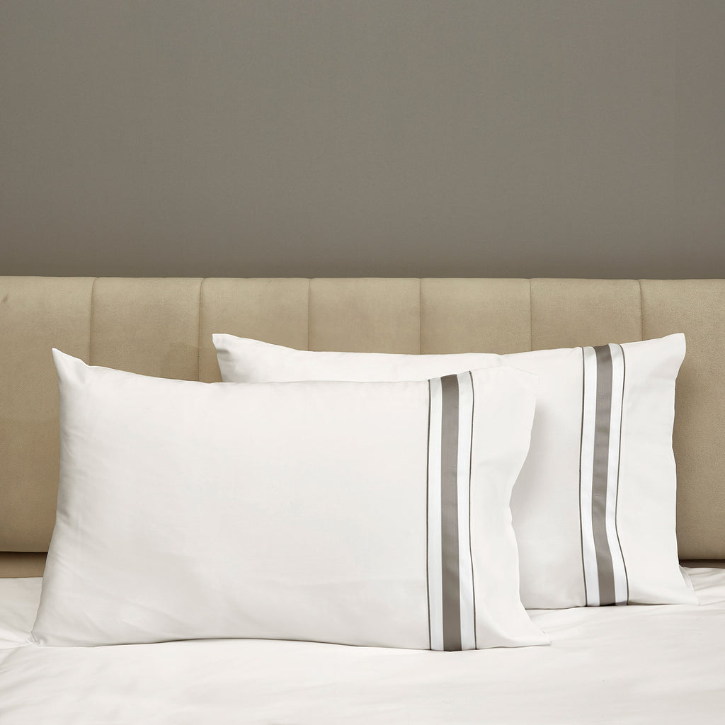 Dimora Sheets & Pillowcases, Pearl/Lead Grey Pillowcase Pair / Standard