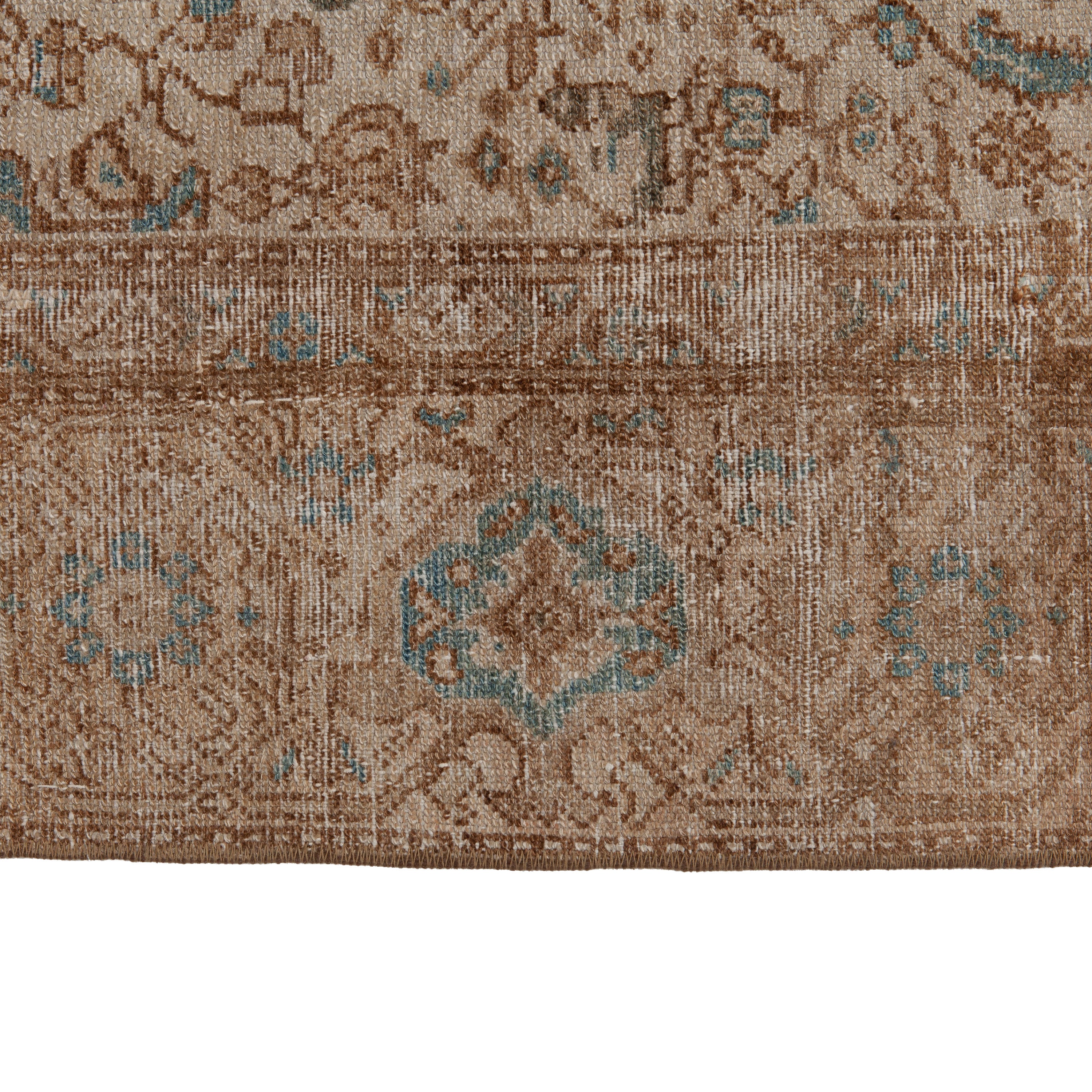 Beige Vintage Traditional Wool Rug - 4'9" x 10'1" Default Title