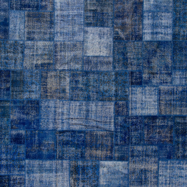 Blue Patchwork Wool Rug - 11'11" x 14'11"