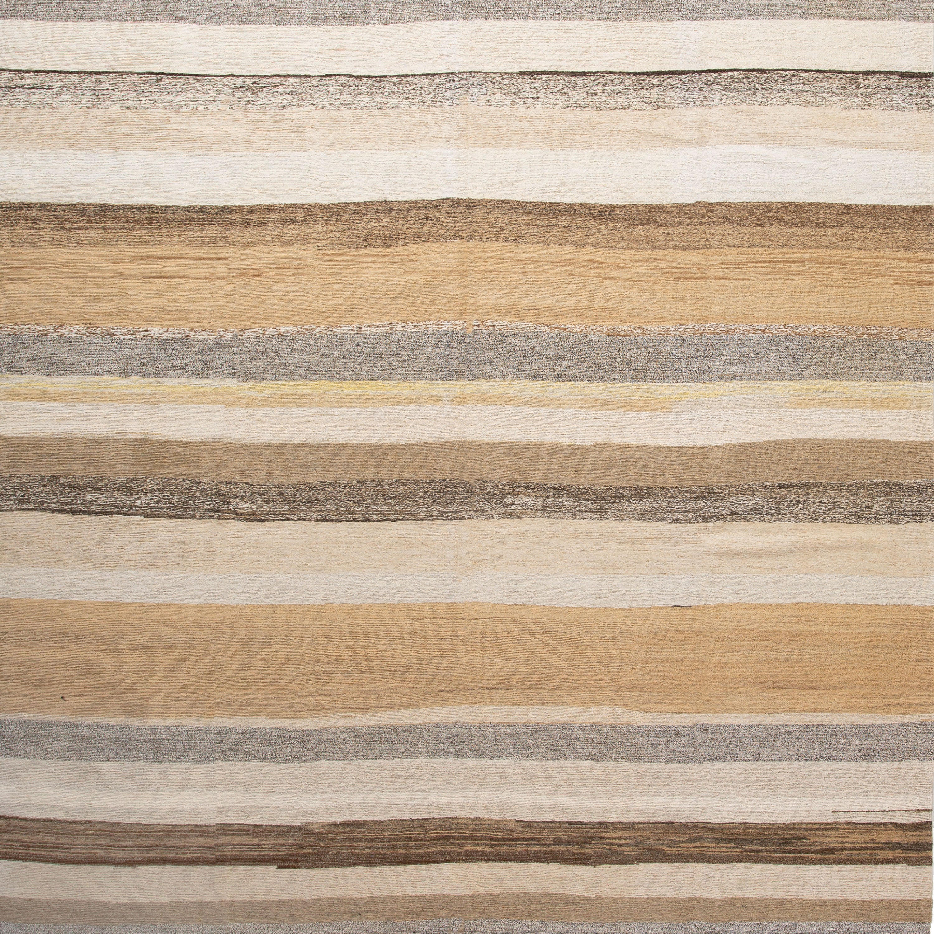 Beige Flatweave Wool Striped Rug - 10' x 13' Default Title