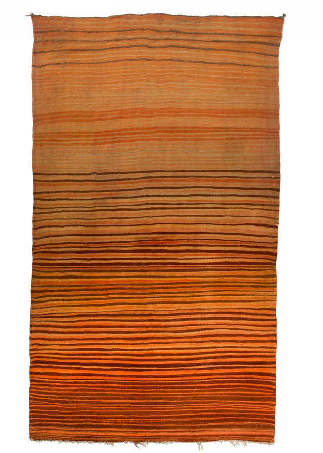 Orange Flatweave Wool Rug - 4'4