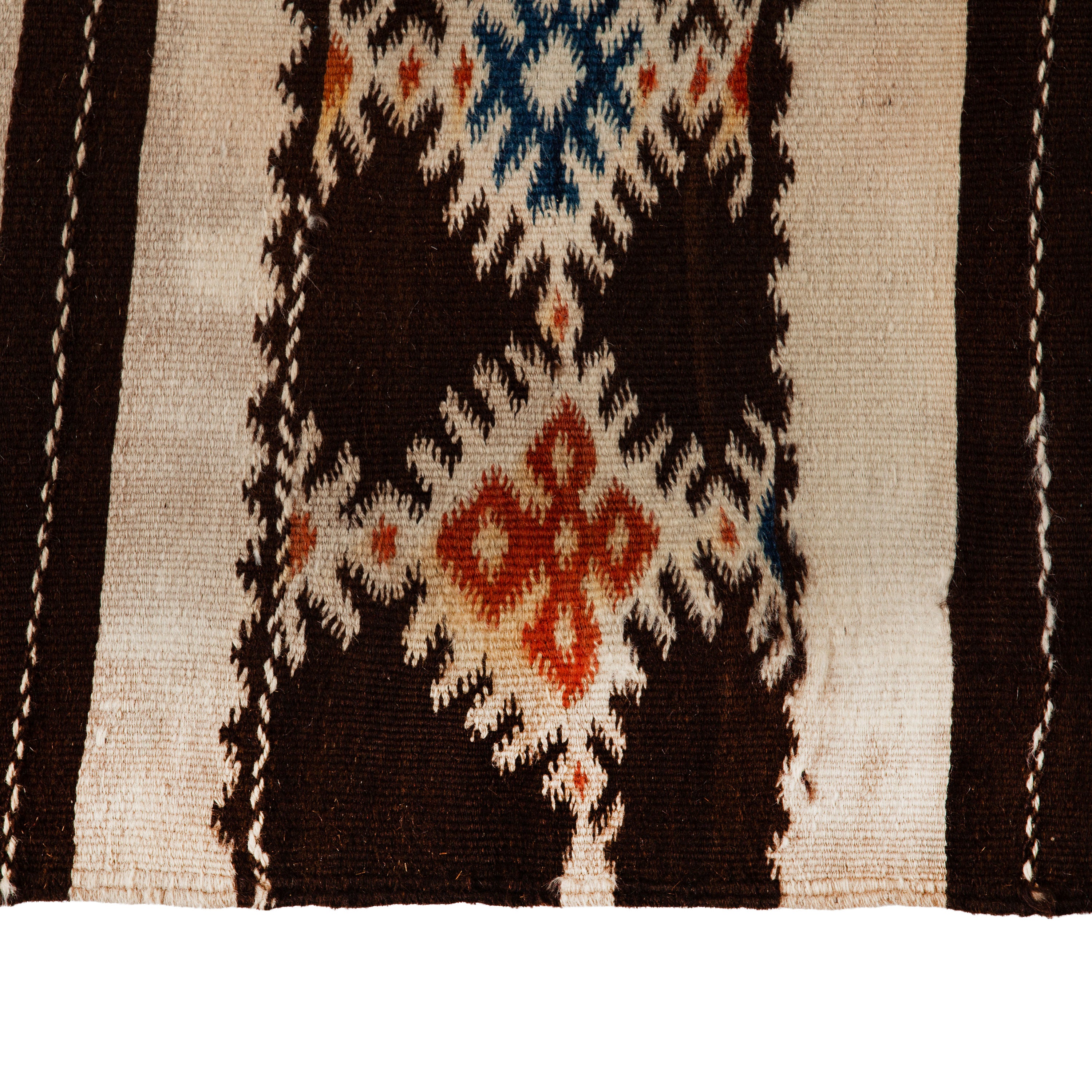 Brown Vintage Flatweave Wool Rug - 4'7" x 10'6"