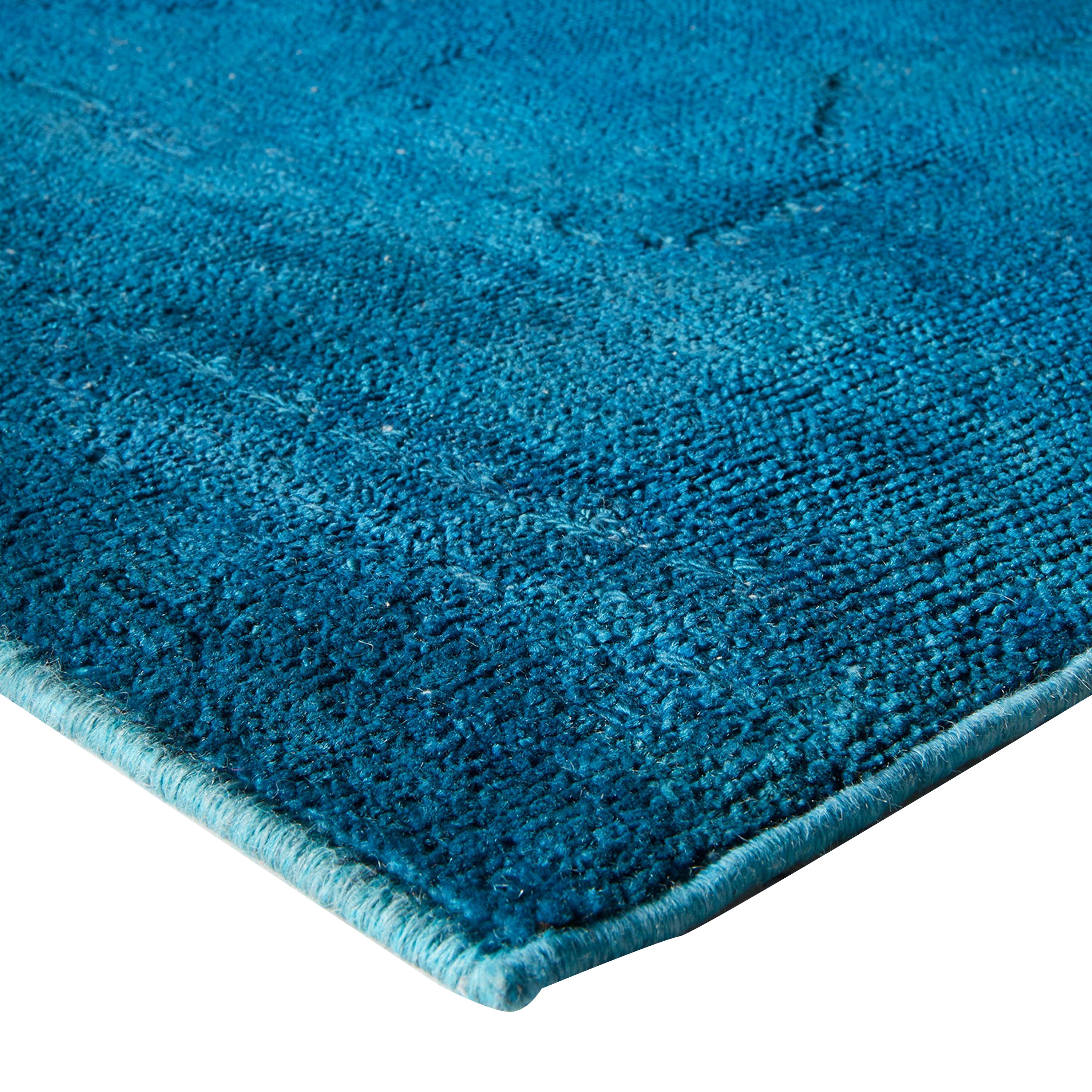 Blue Overdyed Wool Rug - 4'5" x 5'5"