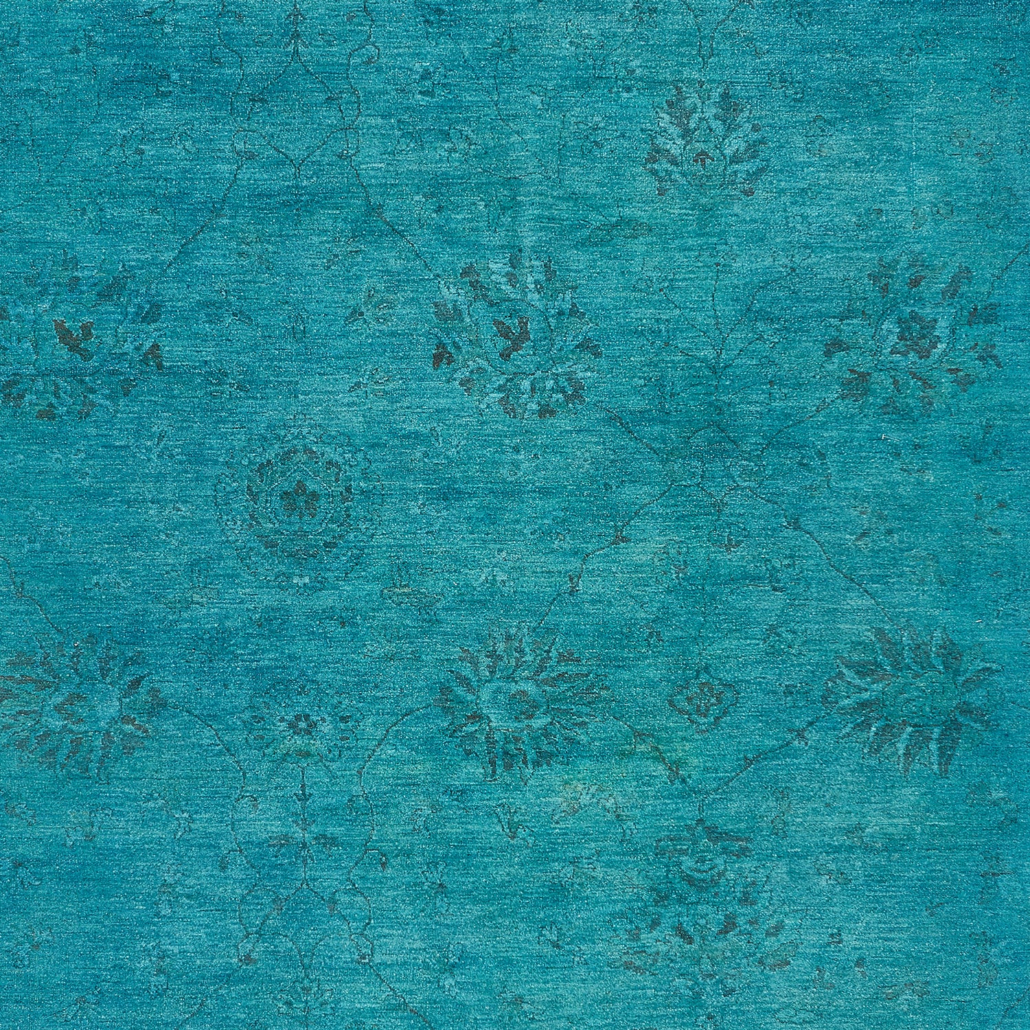 Blue Overdyed Wool Rug - 6'9" x 13'