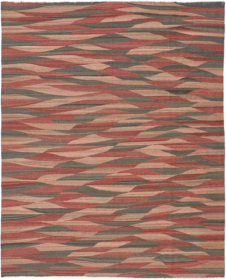 Red Turkish Flatweave Wool Rug - 8'1