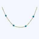 18Ky Italian Contemporary Chain Turquoise Necklace W/14 Small Turquoise Beads