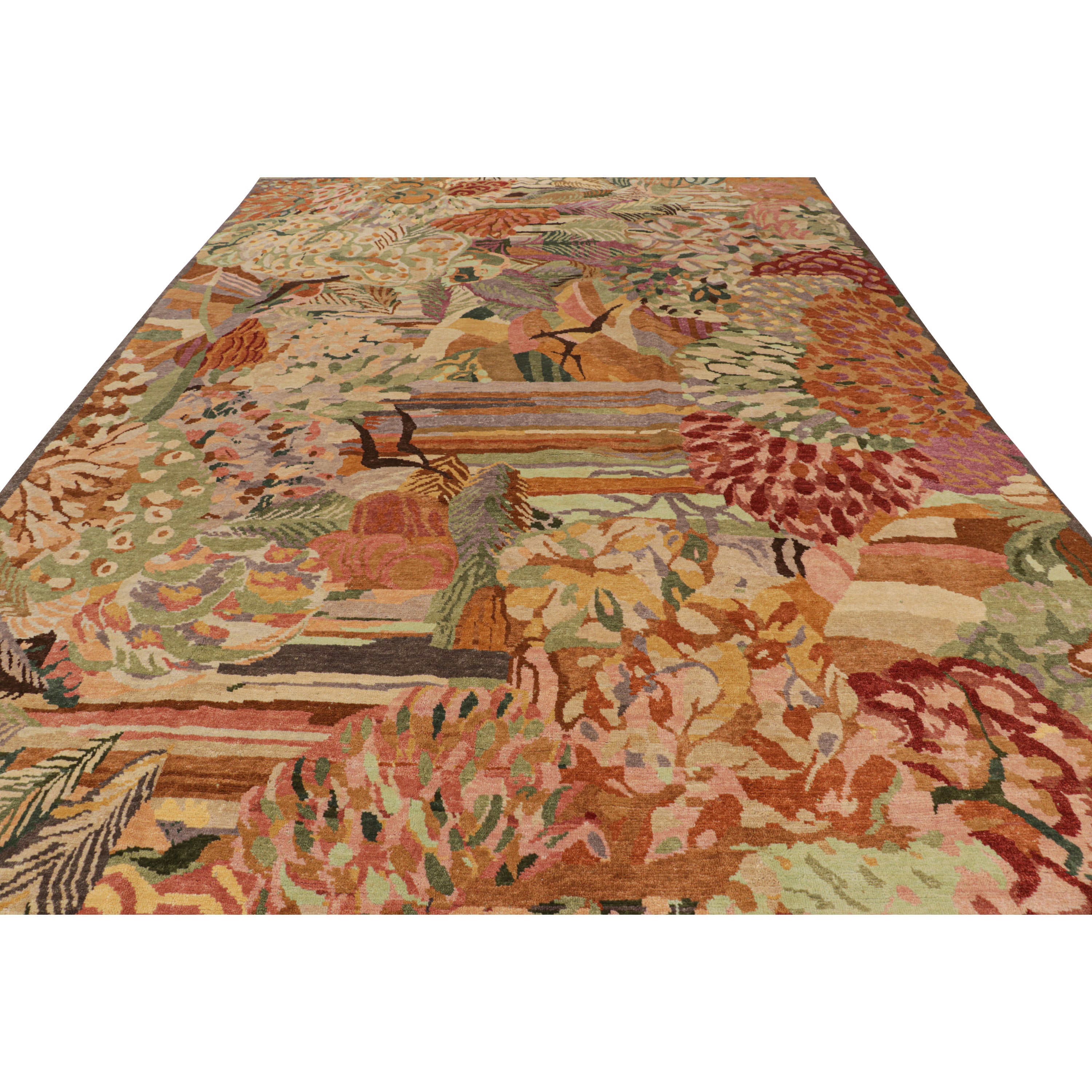 Multicolored Contemporary Wool Rug - 9'11" x 13'11"