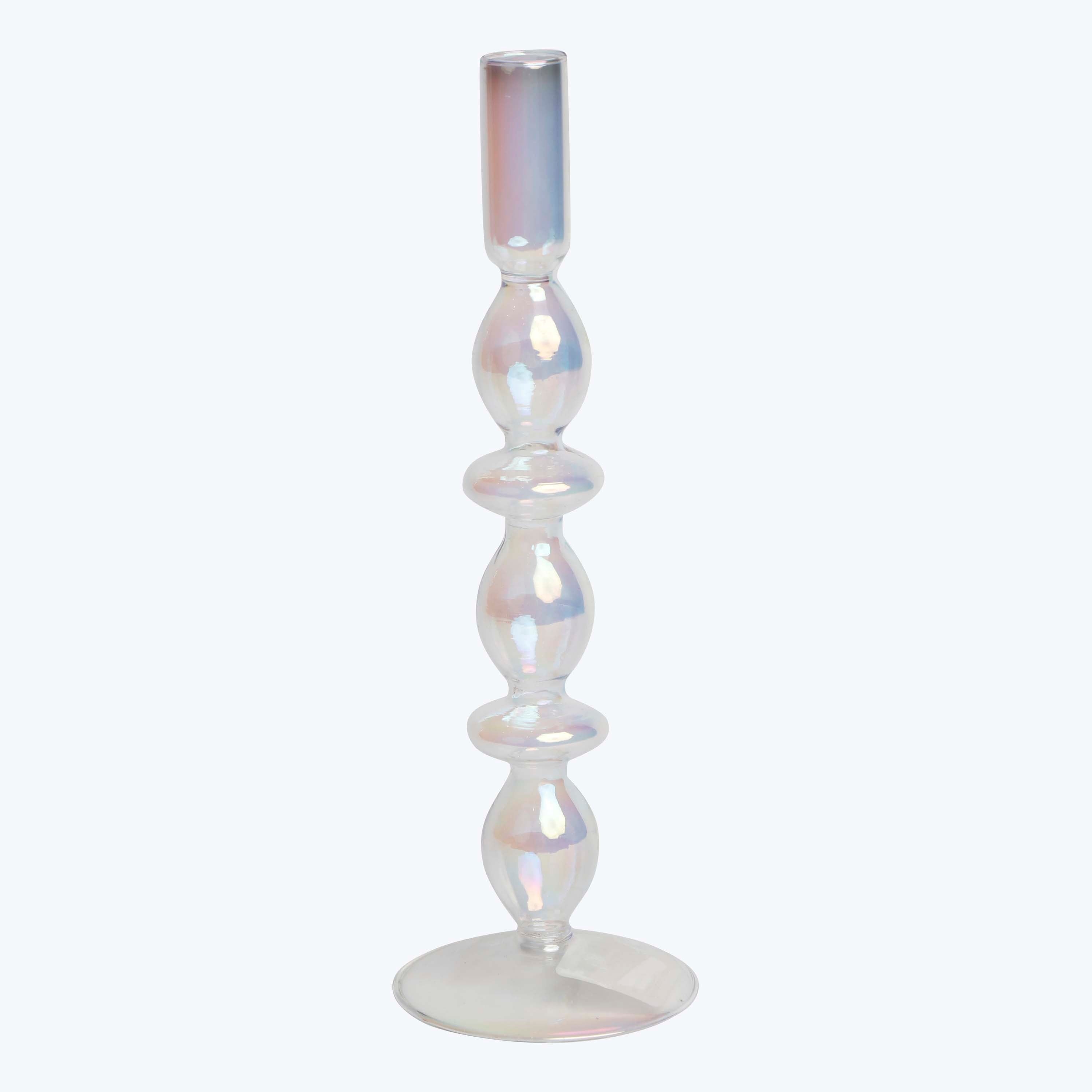 Ornamental Glass Candlestick Iridescent