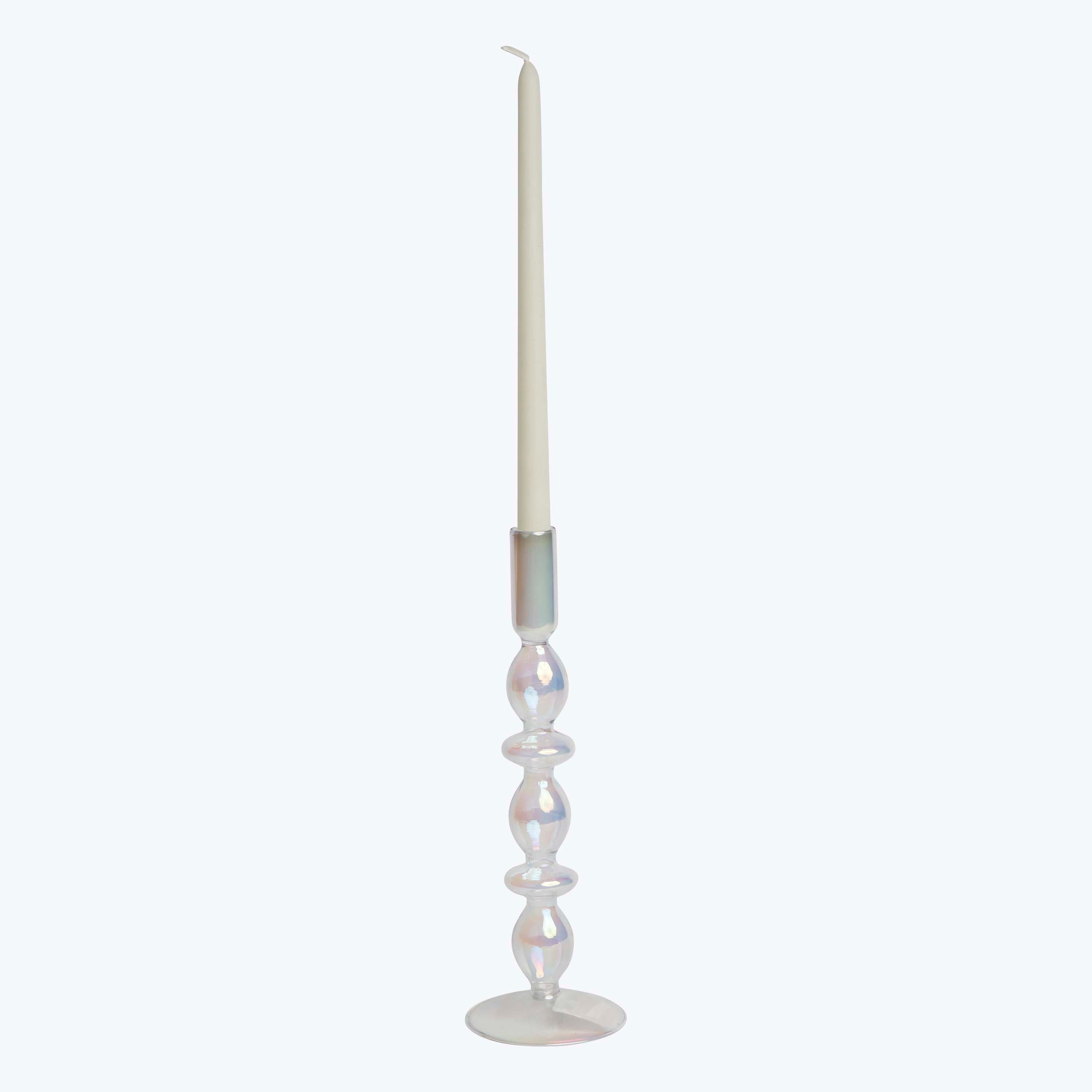Ornamental Glass Candlestick Iridescent