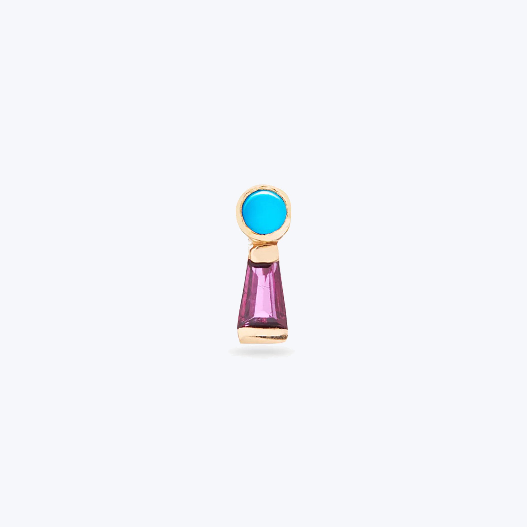 The Garnet Keyhole Stud with Turquoise Default Title