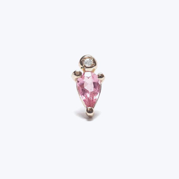Droplet Studs with Pink Tourmaline and Diamond Metal:10kStones: Pink Tourmaline/Diamond Default Title