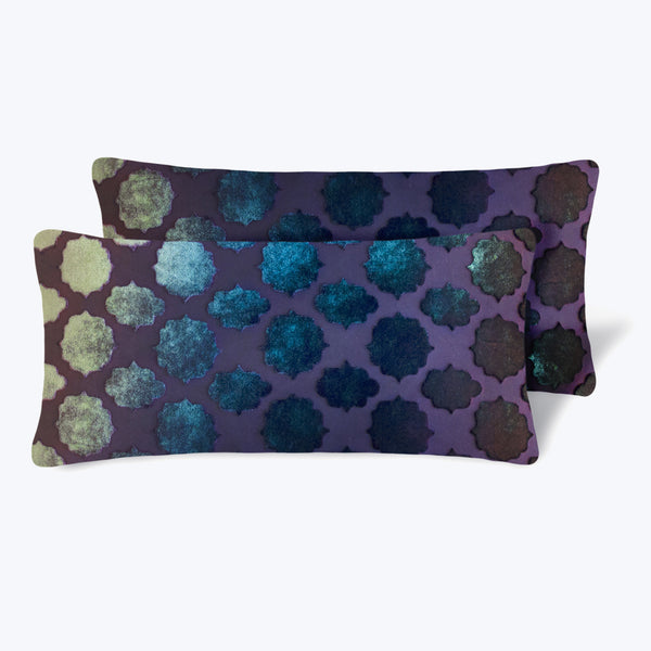 Set of 2 Mini Mod Fretwork Velvet Pillows, Peacock Default Title