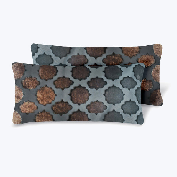Set of 2 Mini Mod Fretwork Velvet Pillows, Gunmetal Default Title