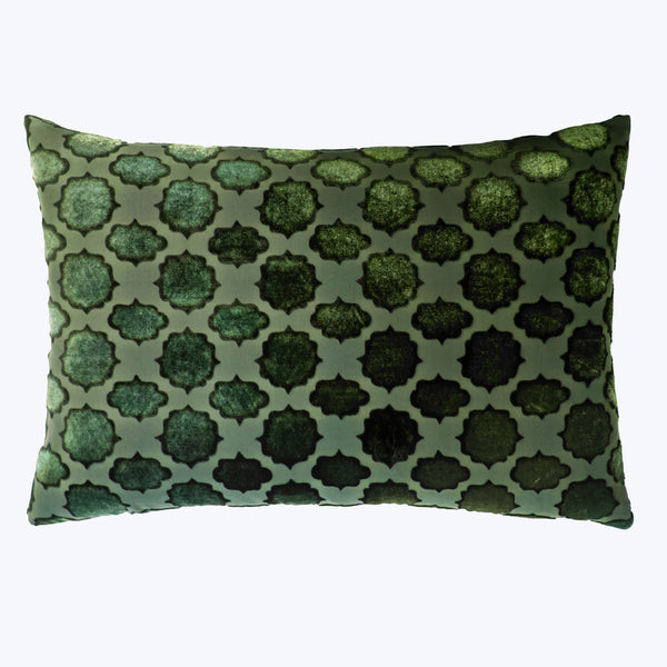 Mod Fretwork Velvet Lumbar Pillow, Evergreen Default Title