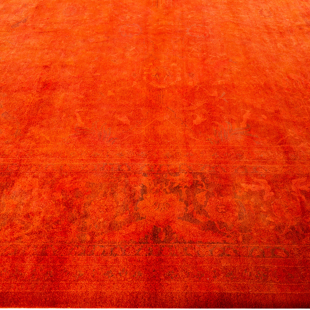 Orange Overdyed Wool Rug - 12'2" x 15'1"