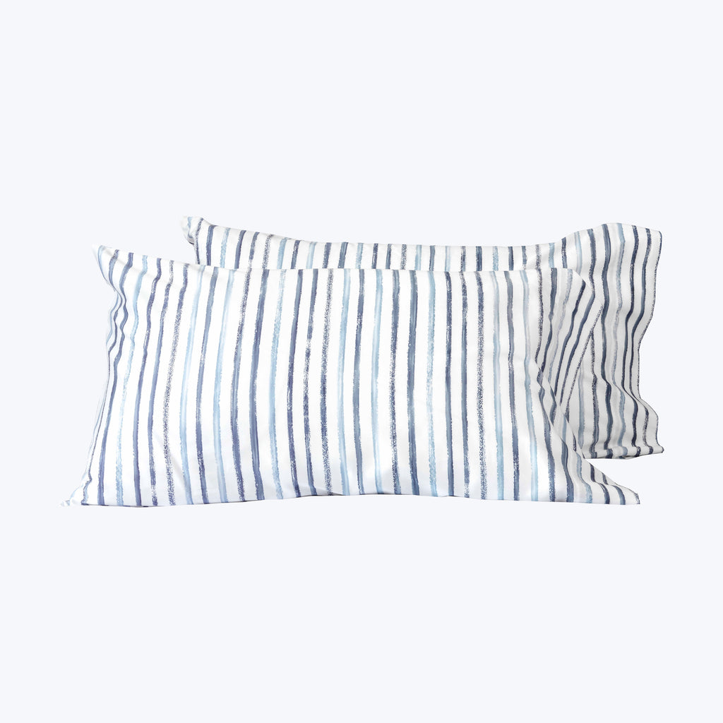 Rigato Sheets & Pillowcases, Blue Pillowcase Pair / Standard