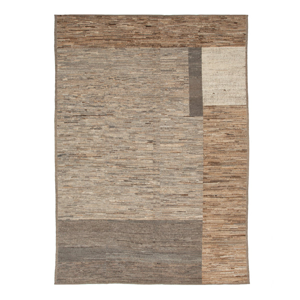 Zameen Brown and Grey Colorblock Wool Rug - 10'3" x 14' Default Title