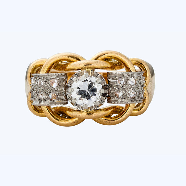 1950s French Gold and Diamond ring 0.40 ct.