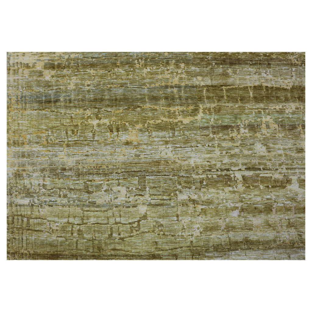Green Tibetan Modern Silk Rug - 7'10" x 10'