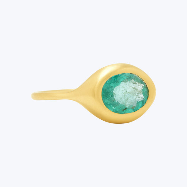 Oval Emerald Carved Ring Default Title