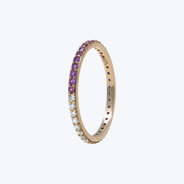 Classique Pink Sapphire + Diamond Ring, 14k Yellow Gold