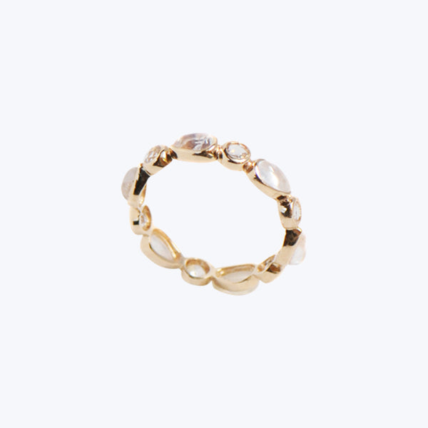 Classique Moonstone + Clear Topaz Ring, 14K Yellow Gold