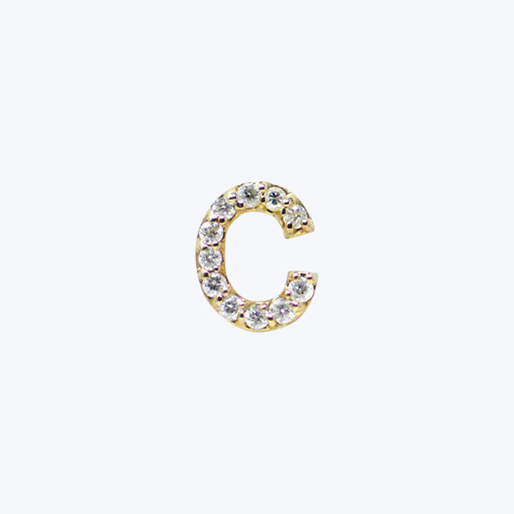 Love Letter Pave Diamond Earrings, 14K Gold C