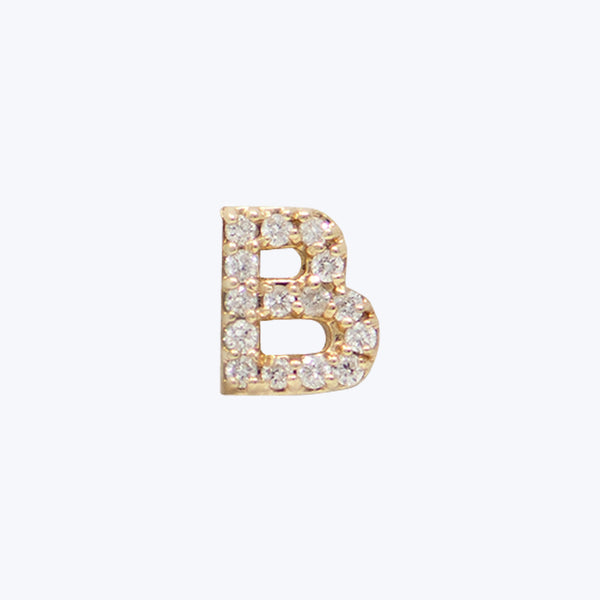 Love Letter Pave Diamond Earrings, 14K Gold B