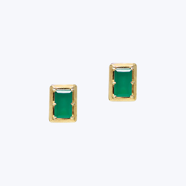 Cleo Carre Baguette Green Onyx Earrings