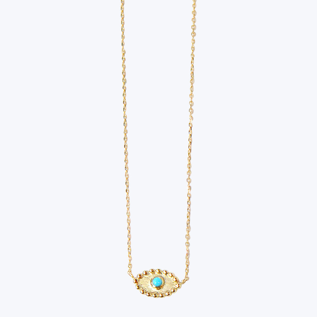 Dew Drop Evil Eye Turquoise + Diamond Necklace