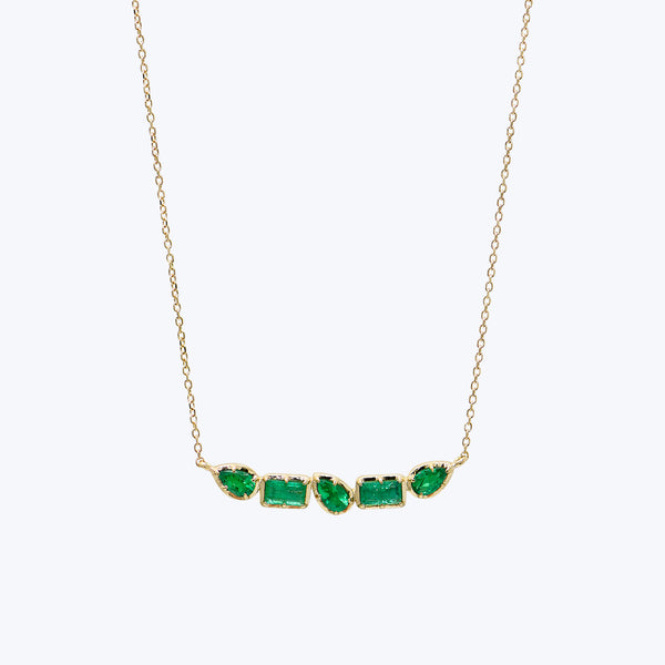 Melia Linea Bar Checkerboard Emerald Necklace