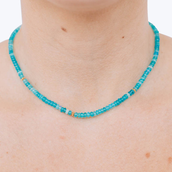 Boheme Smooth Paraiba Opal Rondelle Beaded Necklace