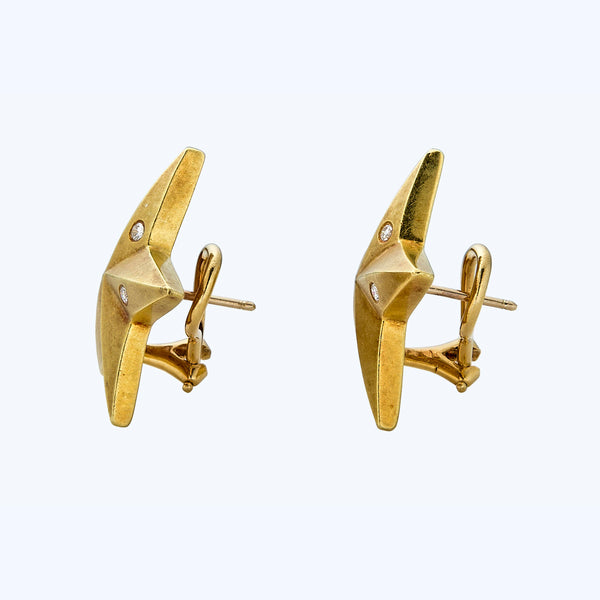 Italian Gold/Diamond Star Earrings