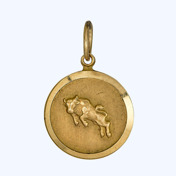 Gold Taurus Disc Charm