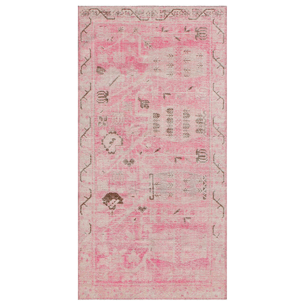 Pink Vintage Wool Cotton Blend Rug - 4'4" x 8'6"