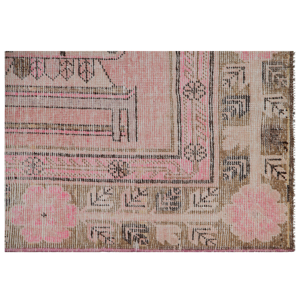 Pink Vintage Wool Cotton Blend Rug - 5'3" x 9'