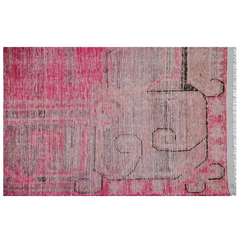 Pink Vintage Wool Cotton Blend Rug - 4'9" x 8'