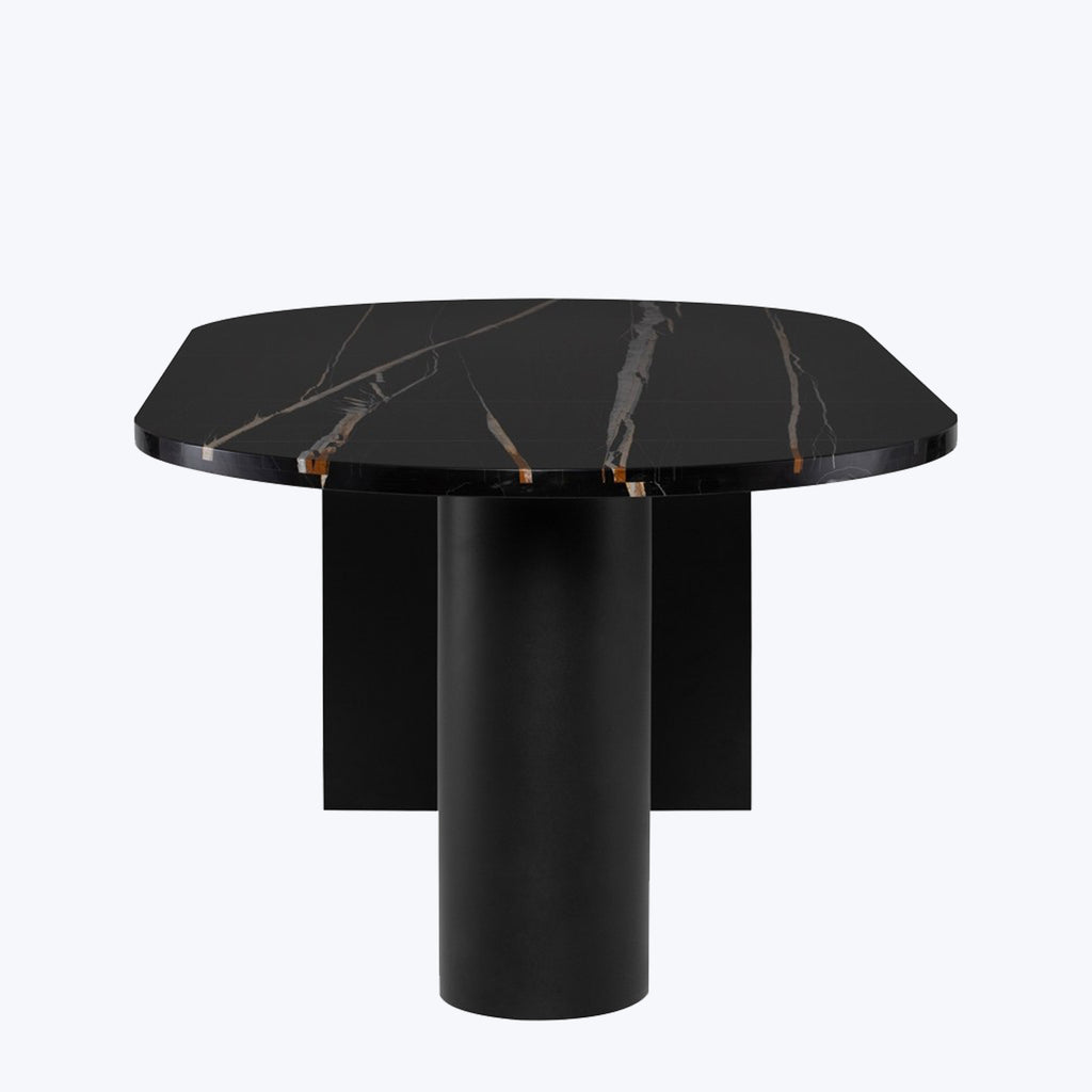 Stories Oval Marble Dining Table Black