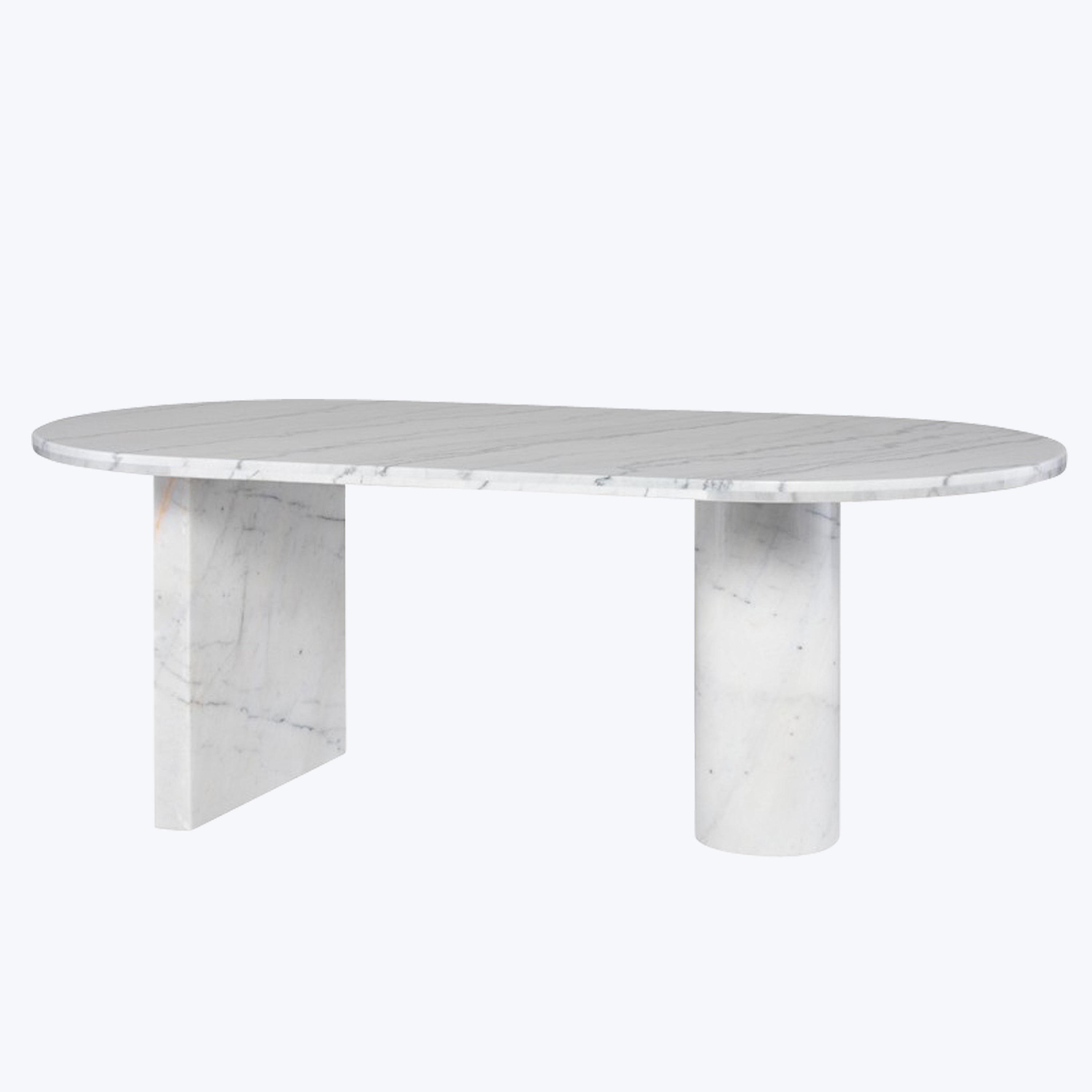 Stories Oval Marble Dining Table White