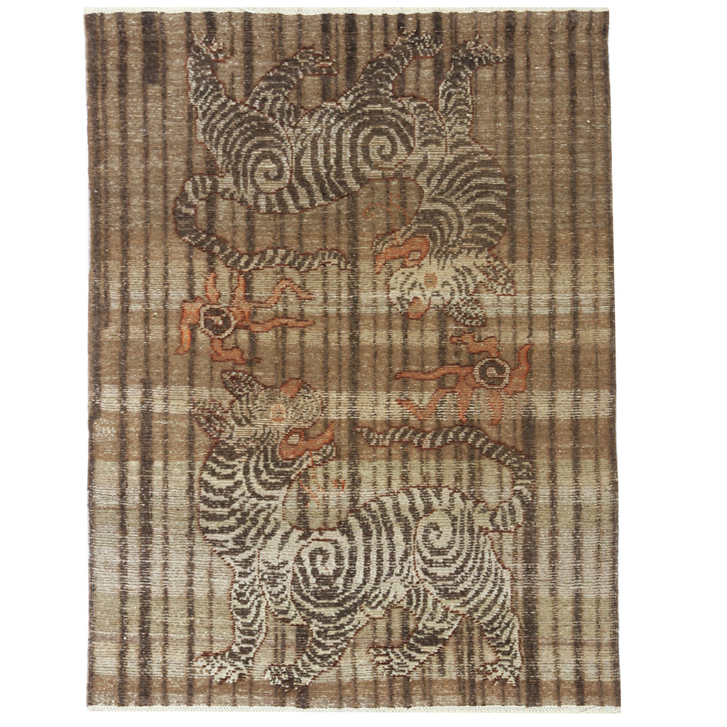 Brown 3' 4 x 3' 9 Hand Knotted Shirvan Persian Wool Rug