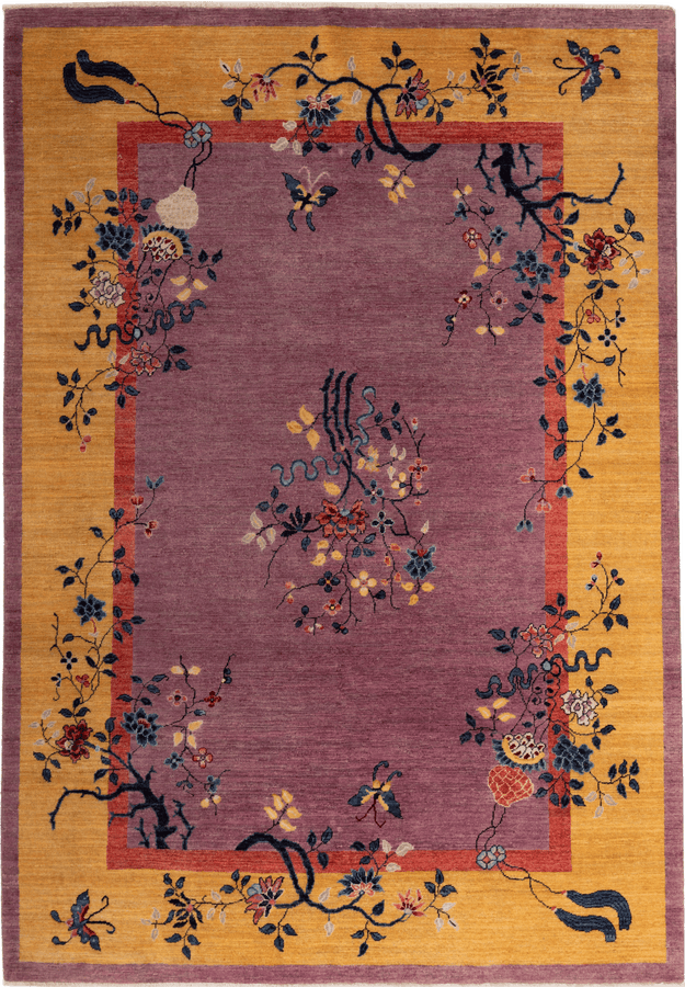 Purple Traditional Art Deco Rug - 5'5 x 7'10