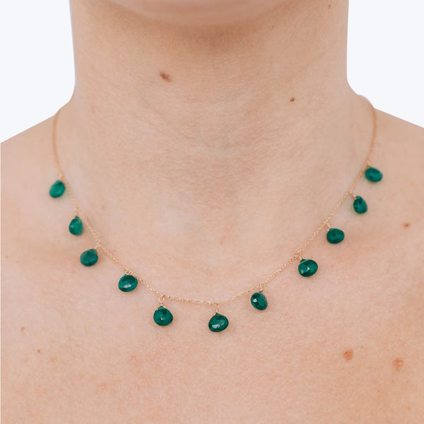 Droplet Briolette Necklace Green Onyx