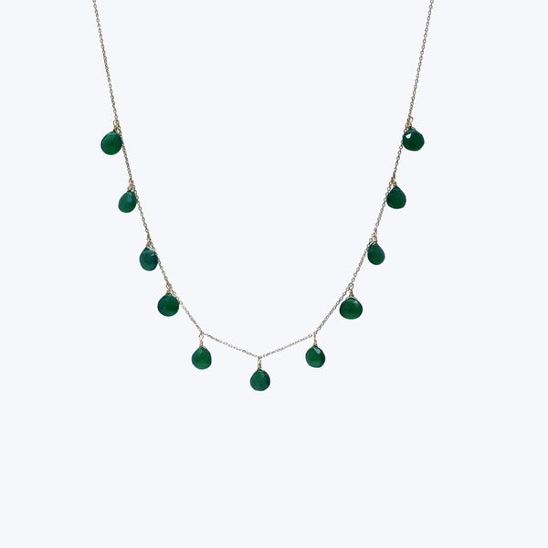 Droplet Briolette Necklace Green Onyx