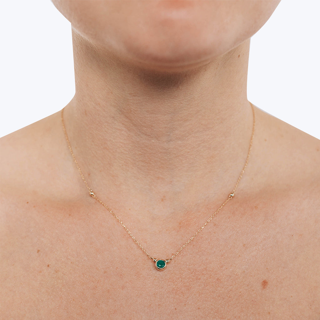 Bonheur Birthstone Necklace Emerald