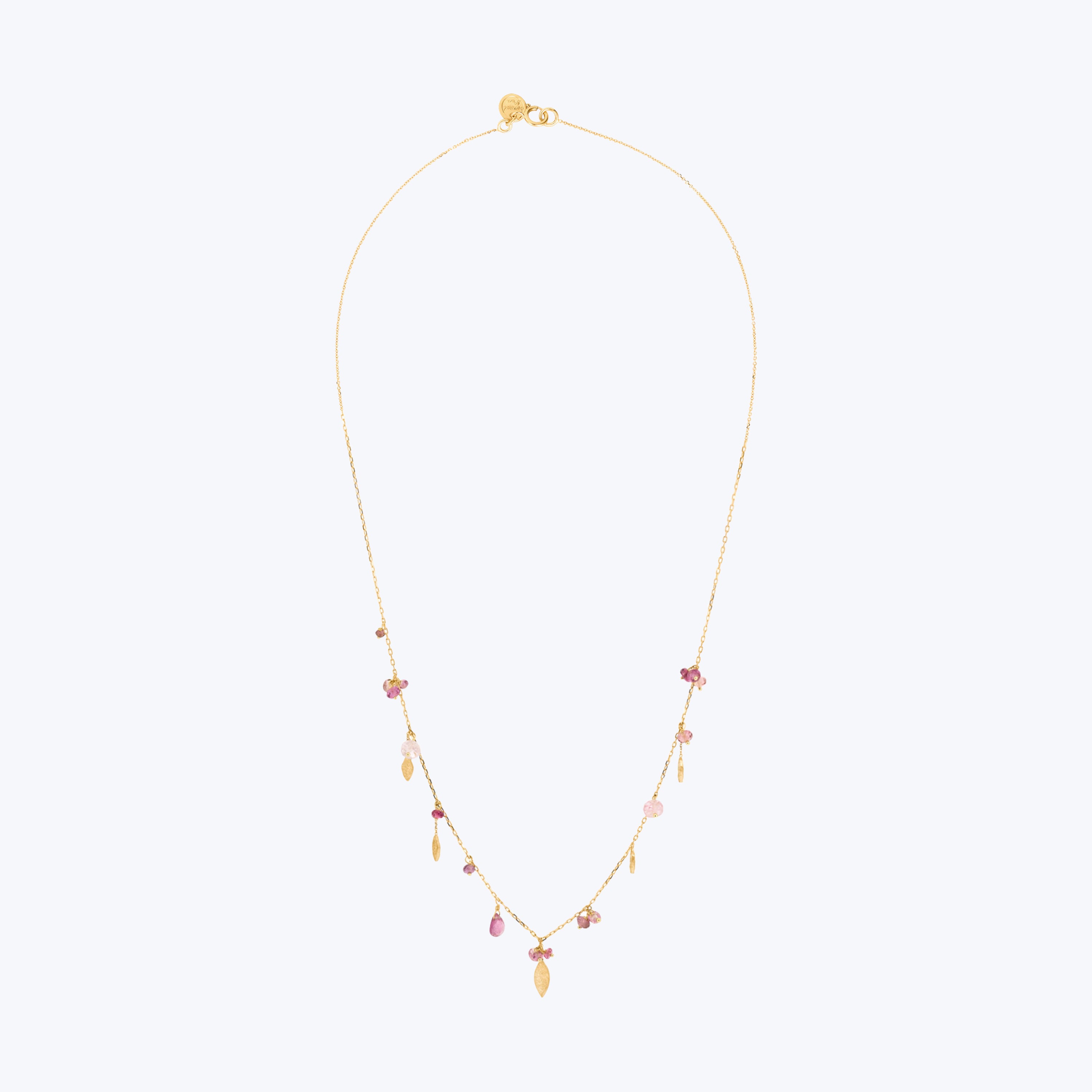 18kt Gold Romantic World Pink Tourmaline Drop Necklace - 38cm